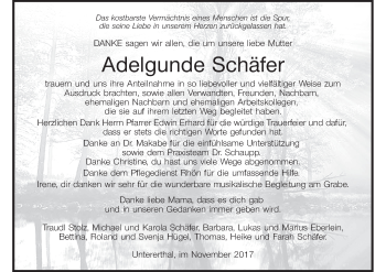Anzeige von Adelgunde Schäfer von MGO