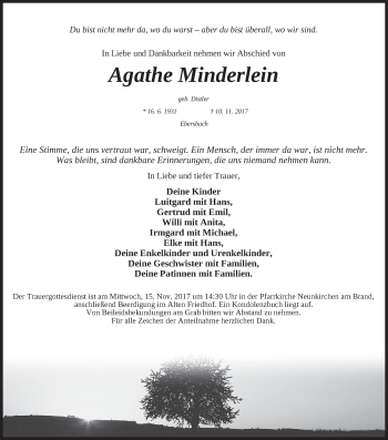 Anzeige von Agathe Minderlein von MGO