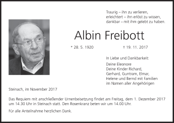 Anzeige von Albin Freibott von MGO