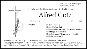 Anzeige von Alfred Götz von MGO