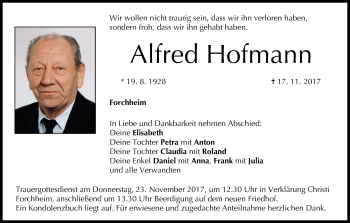 Anzeige von Alfred Hofmann von MGO