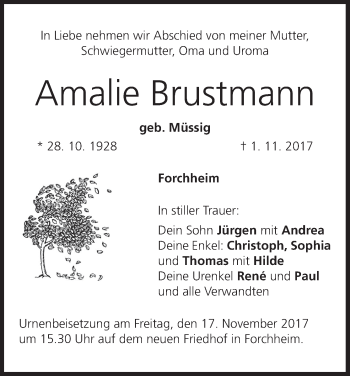 Anzeige von Amalie Brustmann von MGO