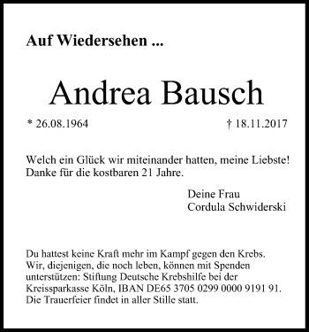 Anzeige von Andrea Bausch von MGO