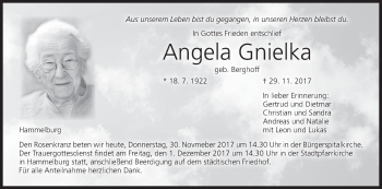 Anzeige von Angela Gnielka von MGO