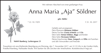 Anzeige von Anna Maria Söldner von MGO