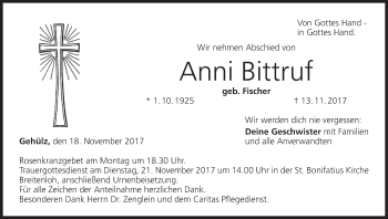 Anzeige von Anni Bittruf von MGO
