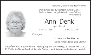 Anzeige von Anni Denk von MGO