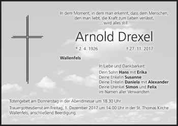 Anzeige von Arnold Drexel von MGO