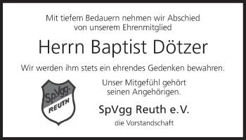 Anzeige von Baptist Dötzer von MGO