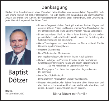Anzeige von Baptist Dötzer von MGO