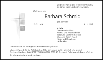Anzeige von Barbara Schmid von MGO