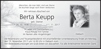 Anzeige von Berta Keupp von MGO