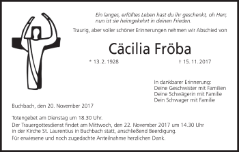 Anzeige von Cäcilia Fröba von MGO