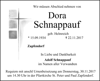 Anzeige von Dora Schnappauf von MGO