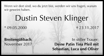 Anzeige von Dustin Steven Klinger von MGO