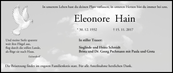 Anzeige von Eleonore Hain von MGO