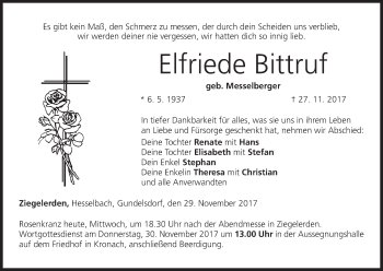 Anzeige von Elfriede Bittruf von MGO