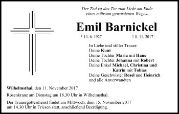 Anzeige von Emil Barnickel von MGO