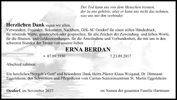 Anzeige von Erna Berdan von MGO