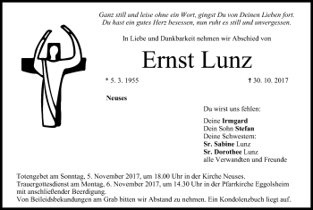 Anzeige von Ernst Lunz von MGO