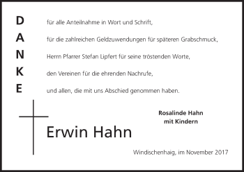 Anzeige von Erwin Hahn von MGO