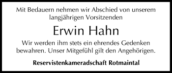 Anzeige von Erwin Hahn von MGO
