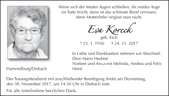 Anzeige von Eva Koreck von MGO