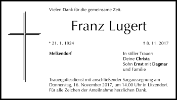 Anzeige von Franz Lugert von MGO