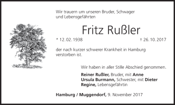 Anzeige von Fritz Rußler von MGO