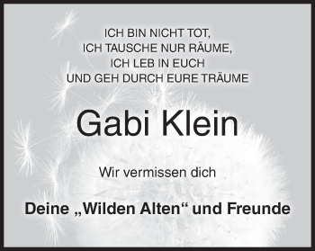 Anzeige von Gabi Klein von MGO