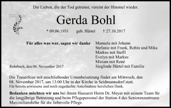 Anzeige von Gerda Bohl von MGO