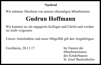 Anzeige von Gudrun Hoffmann von MGO