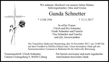 Anzeige von Gunda Schnetter von MGO