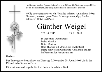 Anzeige von Günther Weigel von MGO