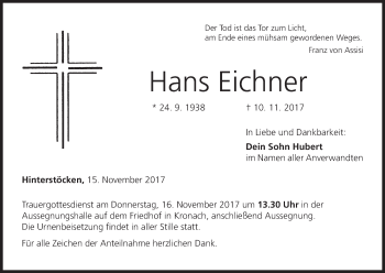 Anzeige von Hans Eichner von MGO