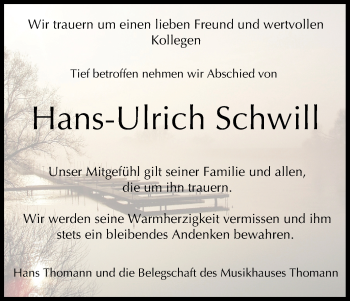 Anzeige von Hans-Ulrich Schwill von MGO