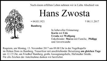 Anzeige von Hans Zwosta von MGO