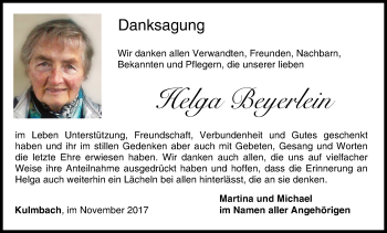 Anzeige von Helga Beyerlein von MGO