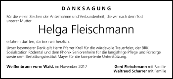 Anzeige von Helga Fleischmann von MGO