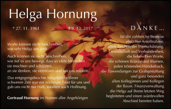Anzeige von Helga Hornung von MGO