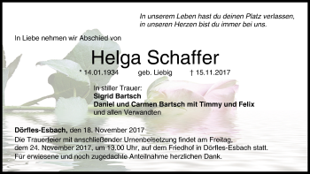Anzeige von Helga Schaffer von MGO