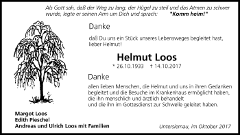 Anzeige von Helmut Loos von MGO