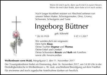Anzeige von Ingeborg Büttner von MGO
