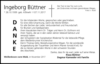Anzeige von Ingeborg Büttner von MGO