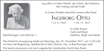 Anzeige von Ingeborg Otto von MGO