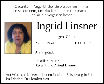 Anzeige von Ingrid Linsner von MGO
