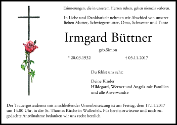 Anzeige von Irmgard Büttner von MGO