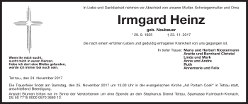 Anzeige von Irmgard Heinz von MGO