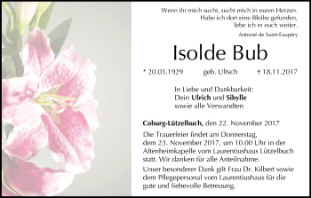 Anzeige von Isolde Bub von MGO