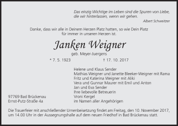 Anzeige von Janken Weigner von MGO